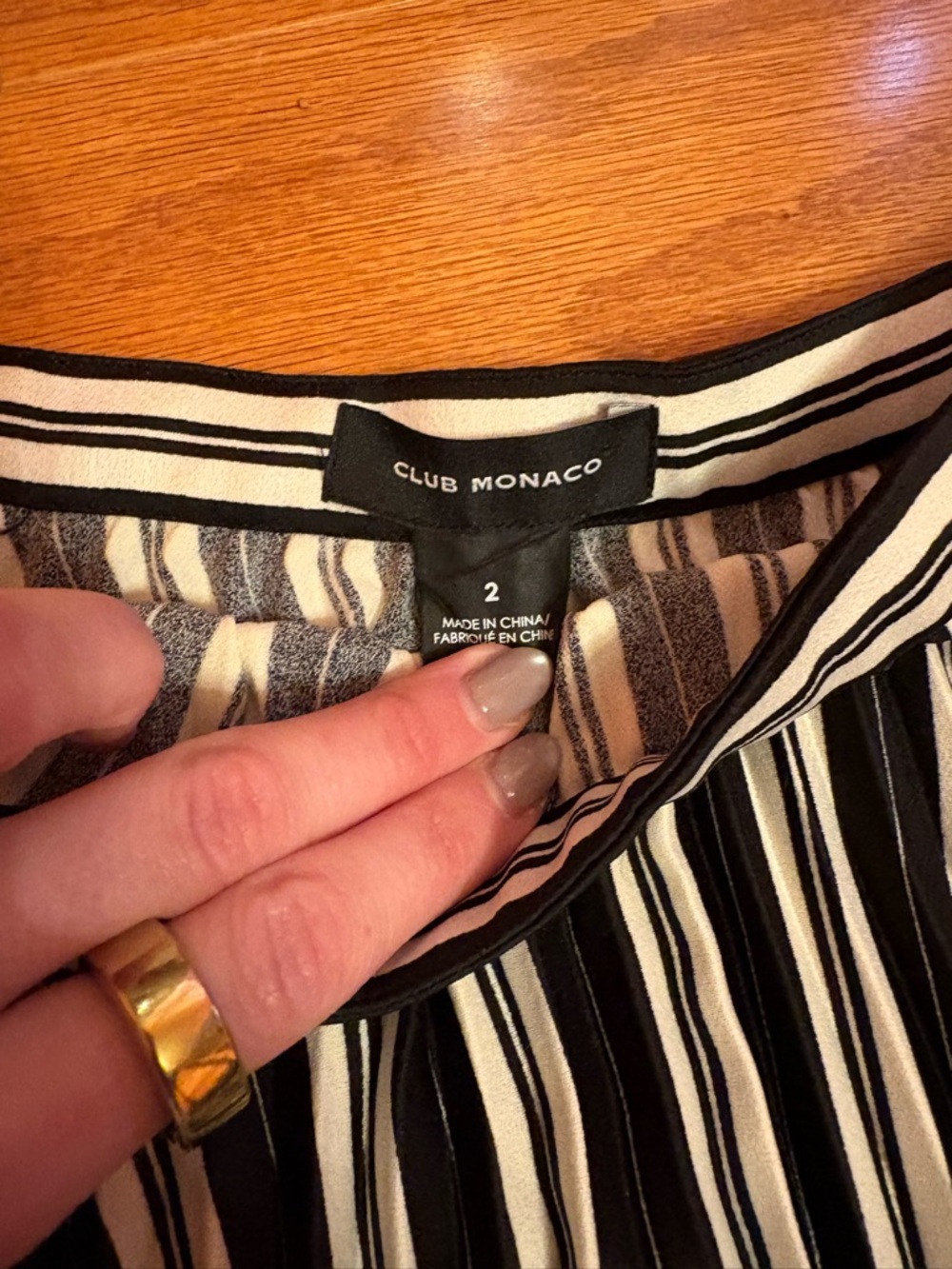Club Monaco Black and White Vertical Stripe Skirt - Picture 3 of 3